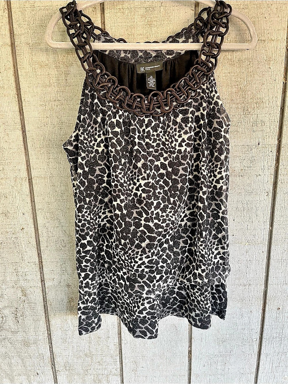 Animal Print Chain Trim Tank Top Size Small